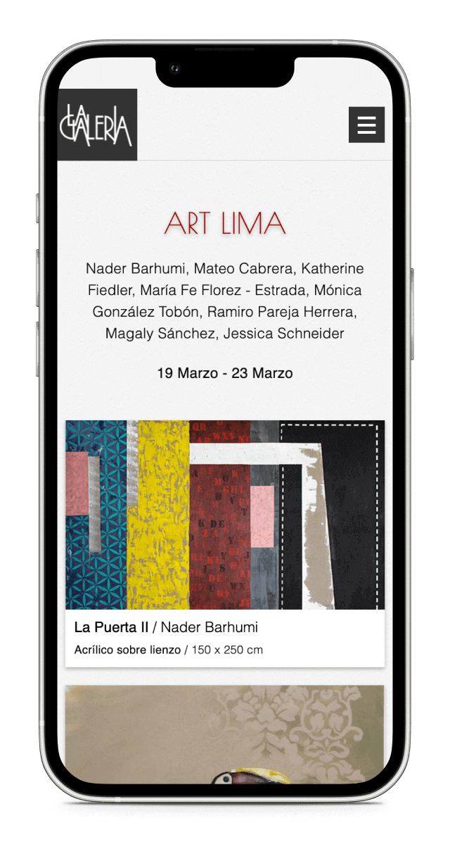 The homepage on mobile