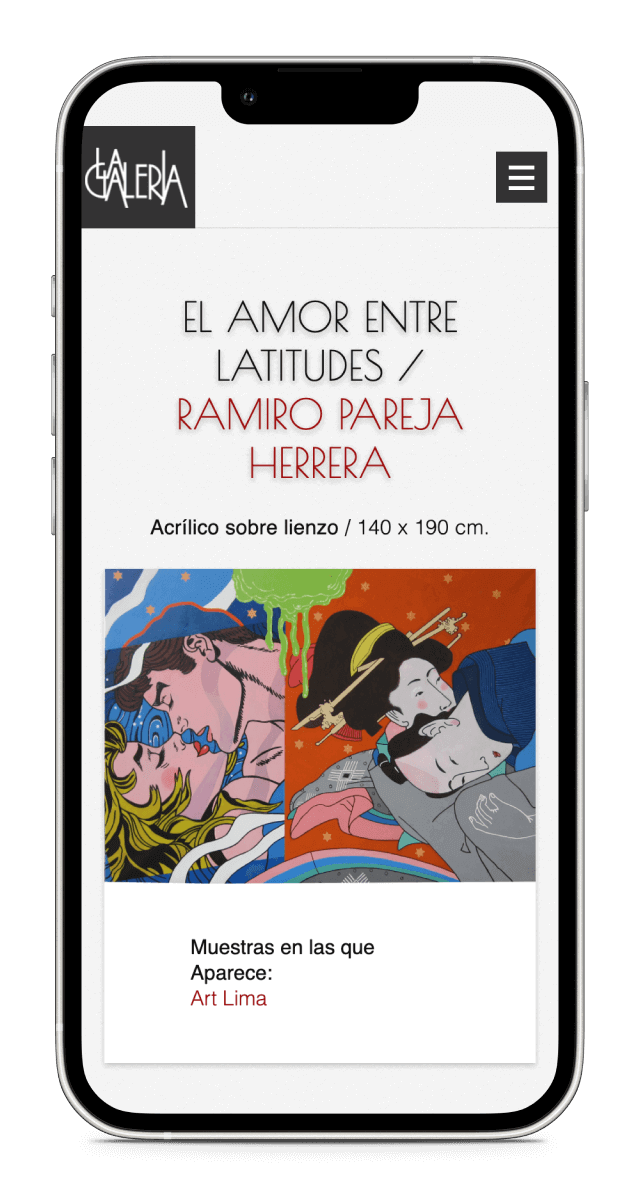 How an art piece looks on the mobile version of the site