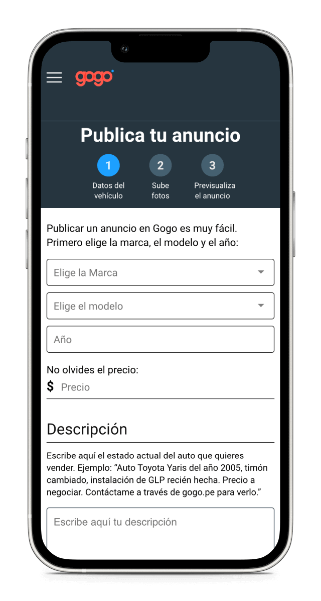 Screenshot of Gogo's UI on mobile.