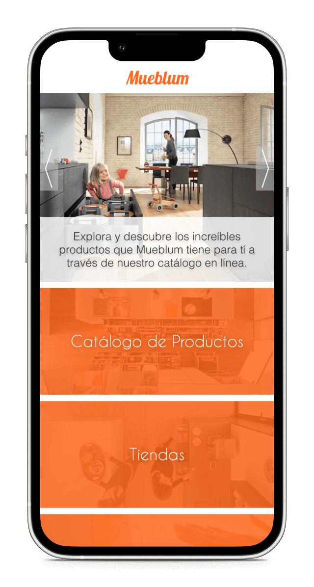 Screenshot of mueblum's UI on mobile