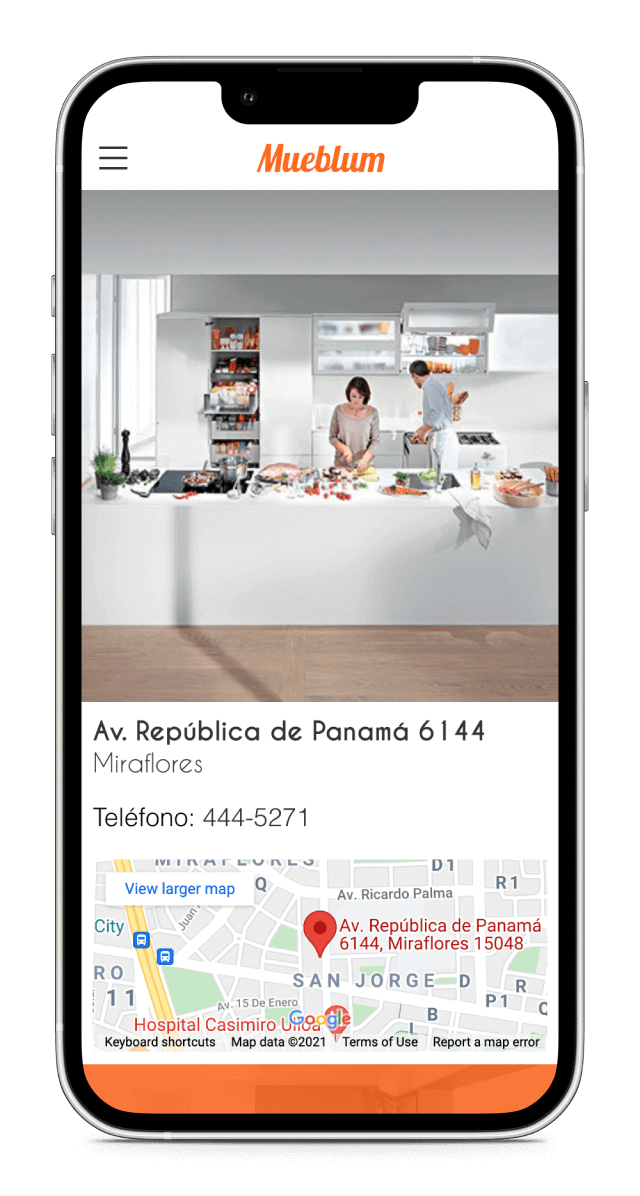 Screenshot of mueblum's UI on mobile