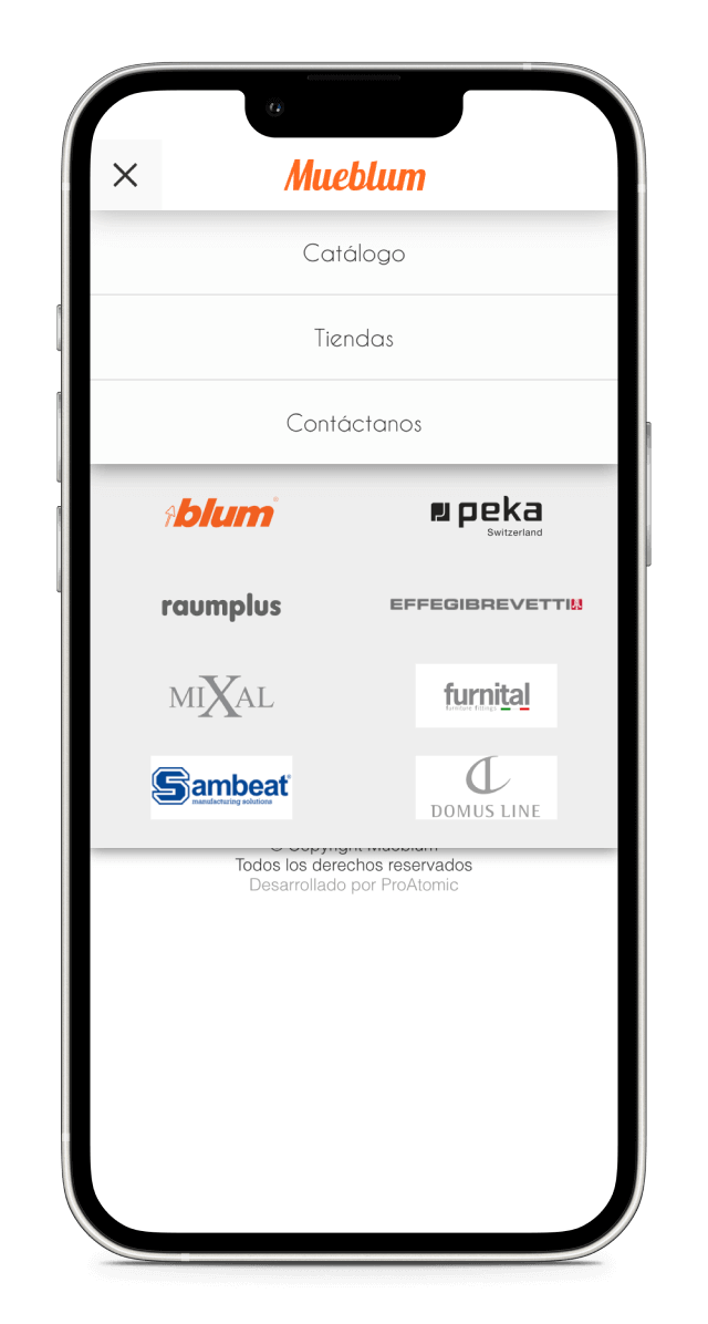 Screenshot of mueblum's UI on mobile