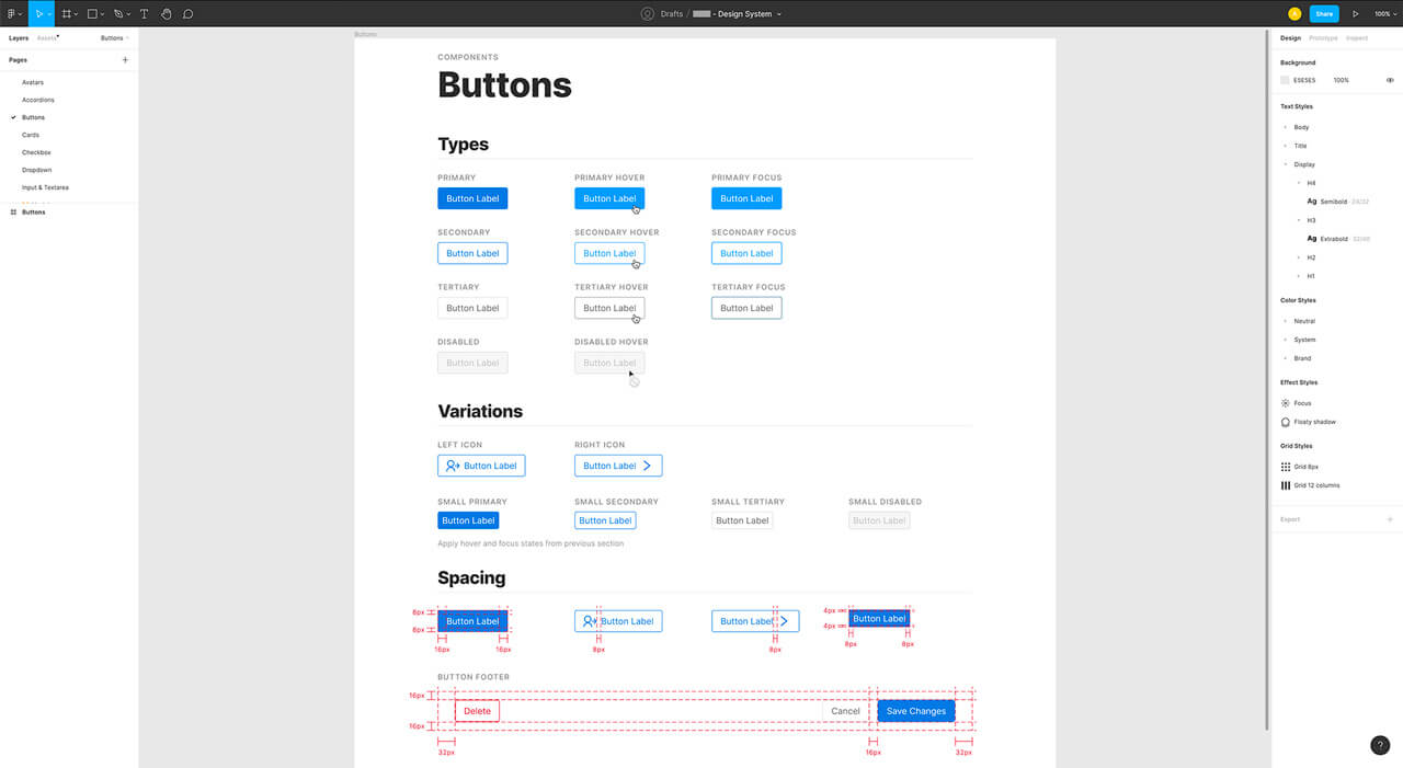 Design system buttons