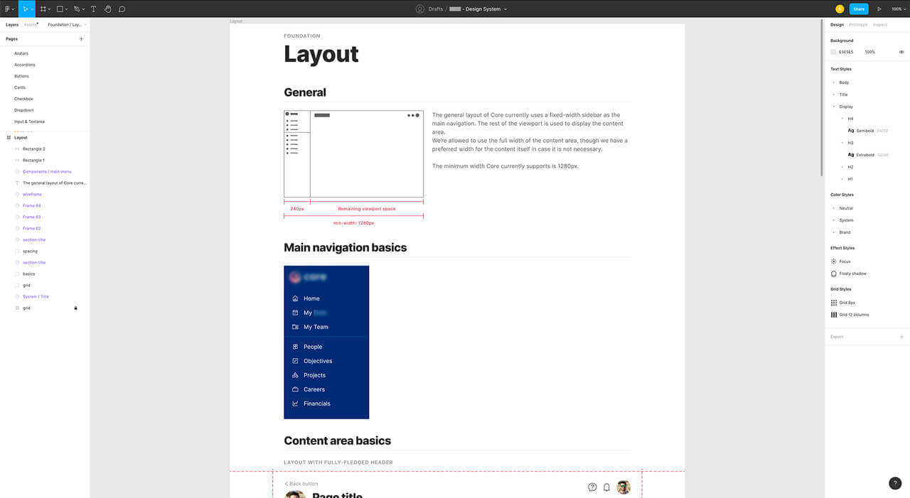 Design system layout