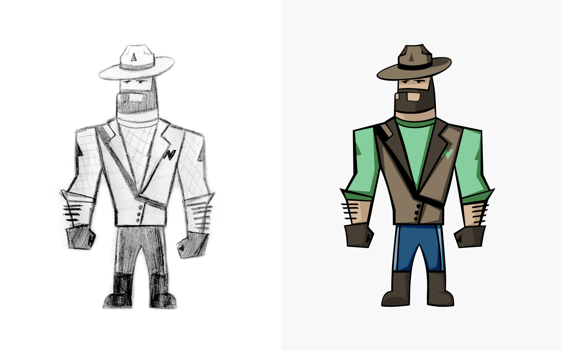 Sketch and vector of the maskot.